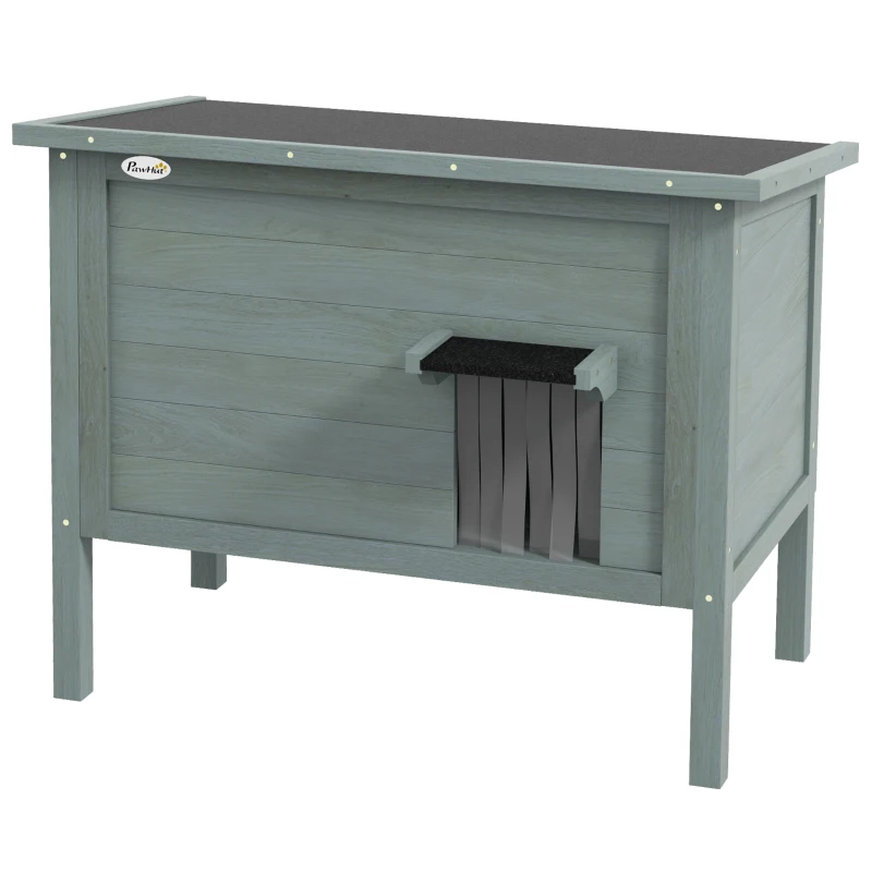 PawHut Buitenkattenhuis Kattenhut, Weerbestendig, 1 Raam, 1 Deur, 85 x 50 x 68,5 cm, Donkergrijs+Zwart