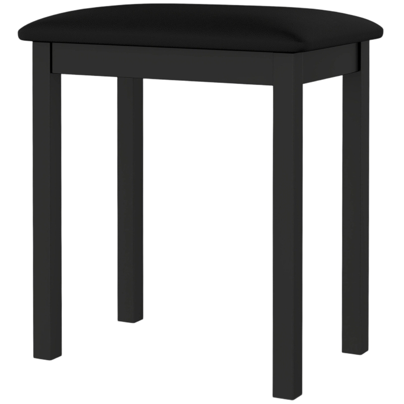 HOMCOM Banquinho para Piano com Pernas em Madeira de Seringueira, Assento Acolchoado, Revestimento em Couro Sintético PU, Preto