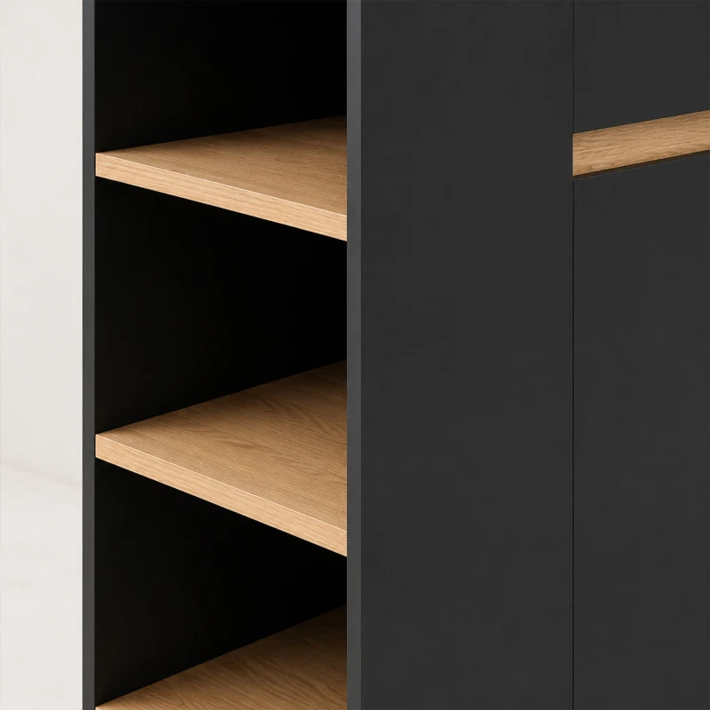 HOMCOM Dressoir, buffetkast met groot kastvak, 3-laags schap en lade, zwart, 110 x 29,5 x 82 cm