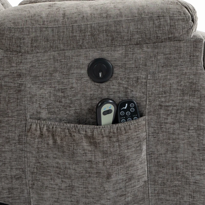 HOMCOM Relaxfauteuil met opstahulp, massage en warmte, seniorenfauteuil met brede diepe zitting en USB