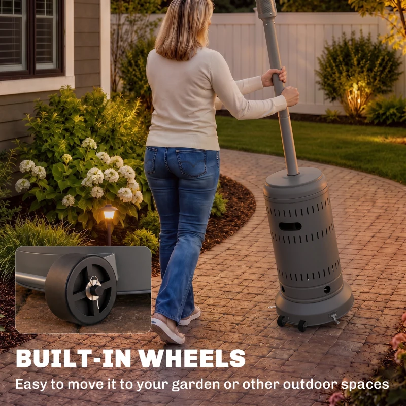 Outsunny Chauffage Extérieur Terrasse Portable 13 kW, Niveaux de Chauffe Réglables, Protection Anti-Basculement, 82x82x223cm Gris
