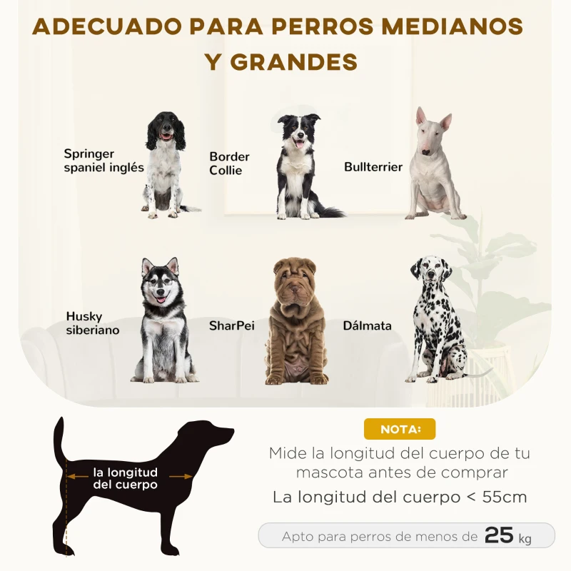 PawHut Sofá para Perros Medianos Sofá Cama para Mascotas Tapizado en Terciopelo con Patas de Madera 98,5x60,5x35,5 cm Gris