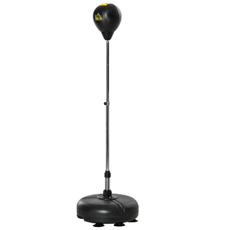 HOMCOM Saco de Boxeo de Pie con Altura Ajustable en 4 Niveles Base Rellenable Guantes e Inflador Ø45x133-151 cm Negro