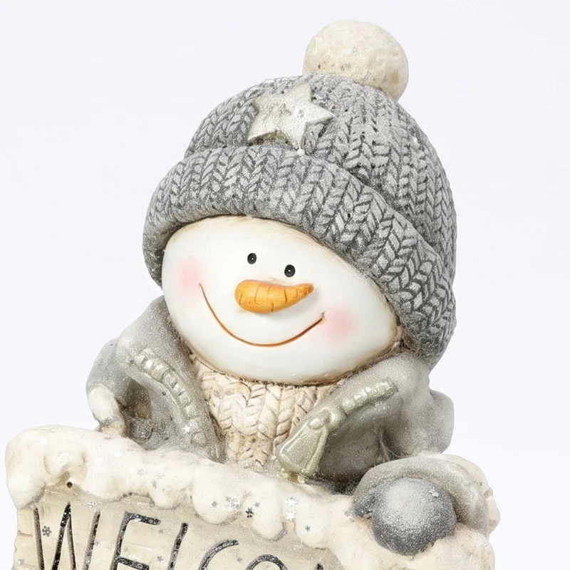 HOMCOM Kerstdecoratie sneeuwpopfiguur, verlicht MGO-beeld met Welkom-bord, leds en dagtimer
