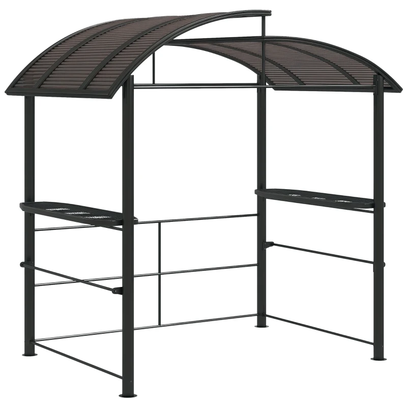 Outsunny Grillpavillon  Grilldach Grilldach, wetterbeständig, 240 cm x 150 cm x 230 cm, Gelbbraun + Dunkelbraun