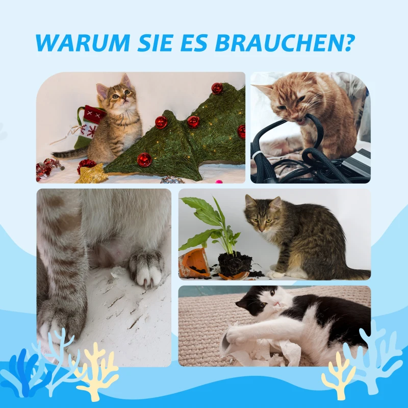 PawHut krabpaal, klimboom plafond hoog, 240-260 cm, kattenkrabpaal, lichtbruin(m-7)