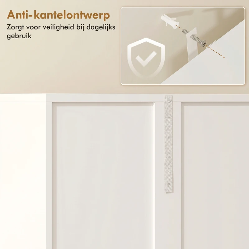 HOMCOM 174 cm hoge badkamerkast met uitklapbare wasmand en soft-close deuren, wit