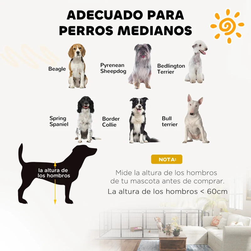 PawHut Parque para Perros de 12 Paneles 68x80 cm Corral Plegable para Perros Medianos con Puertas y Cierre Negro