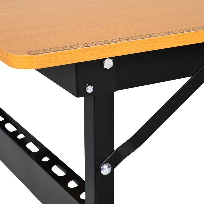 HOMCOM Banco de Trabajo Plegable con Regla Transportador Carga 100 kg 100x60x75,5 cm Natural y Negro