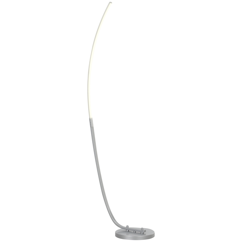 HOMCOM LED-Flurlampe mit anpassbarer Helligkeit, Moderne Stehlampe mit Fußschalter für Schlafzimmer, Wohnzimmer, Silber