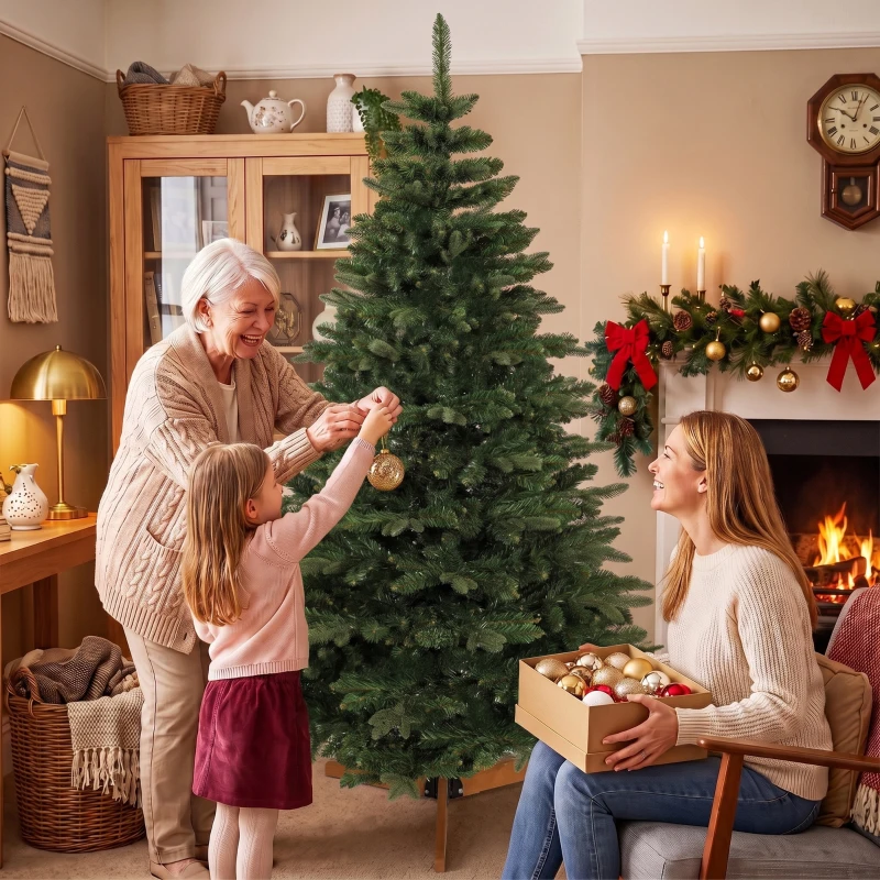 HOMCOM Árvore de Natal Artificial Abeto Nobre 961 Ramos 180cm Verde