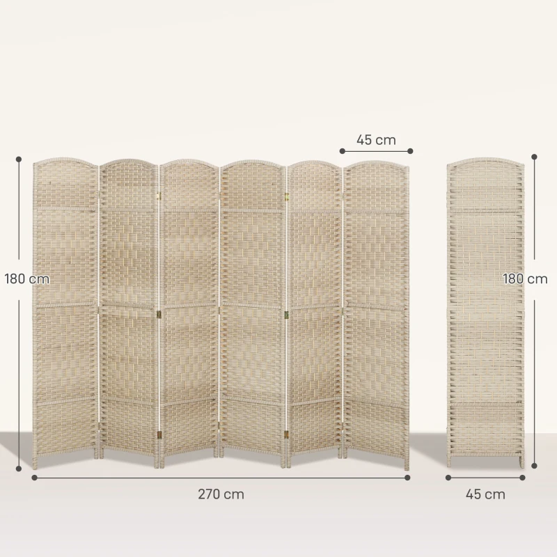 HOMCOM Paravent intérieur en bois 6 panneaux séparateur de pièce pliable pour salon chambre 270 x 180 cm Chêne