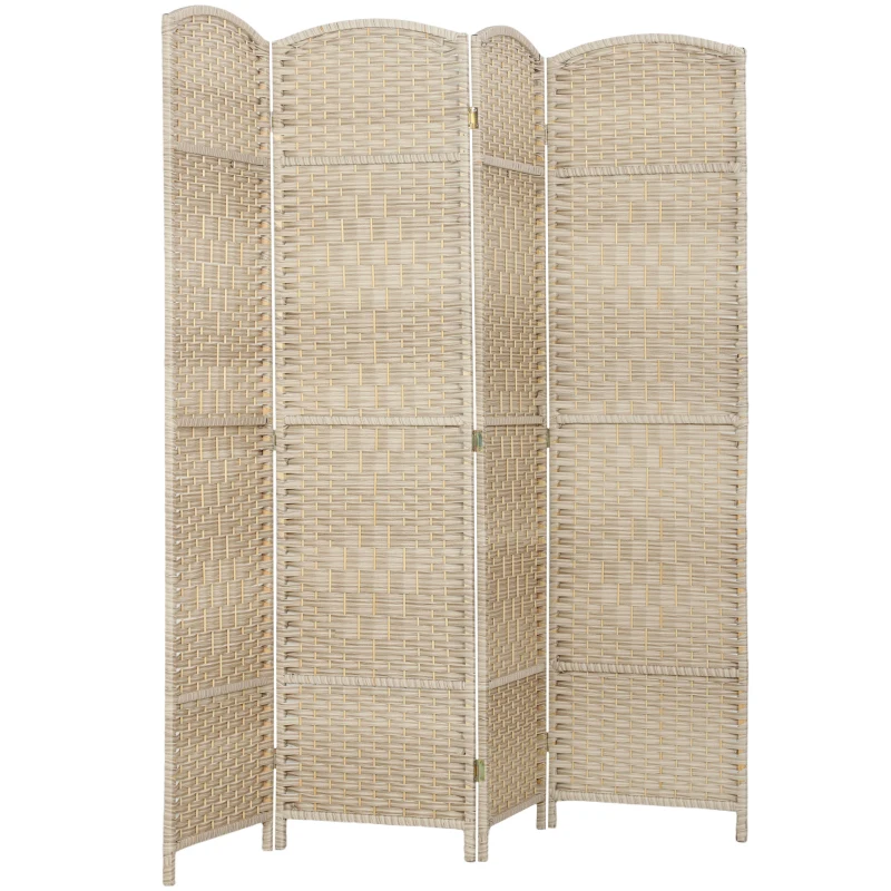 HOMCOM Paravent intérieur en bois 4 panneaux séparateur de pièce pliable pour salon chambre 180 x 180 cm chêne