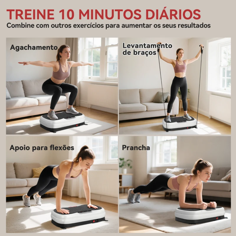 SPORTNOW Plataforma Vibratória 50 Velocidades 3 Programas com Ecrã LED com Controlo Remoto Bandas Elásticas 52x34x14 cm Preto e Branco