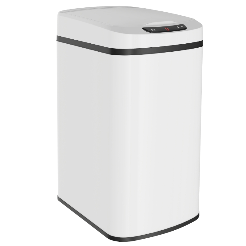 HOMCOM Poubelle de Cuisine Automatique 12 L en Acier Inoxydable, Poubelle à Capteur avec Couvercle, 28 x 22 x 41 cm, Blanc