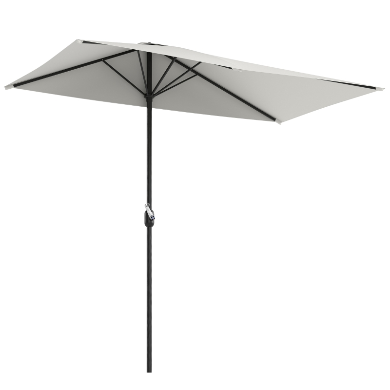 Outsunny Sombrilla Rectangular 230x130x245 cm Parasol para Pared Media Sombrilla con Manivela Protección UV 30+ Impermeable Tela Poliéster180 g/m² para Balcón Terraza Jardín Crema