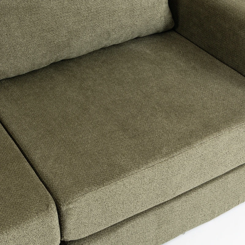 HOMCOM Canapé Convertible 2 Places 4 en 1, Canapé-Lit Compressé en Chenille 208 cm avec Assise Large, 2 Oreillers, Vert
