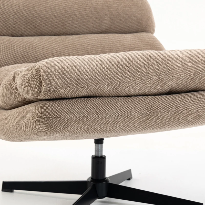 HOMCOM Sillón de salón con reposapiés regulable, giro 360°, butaca capitonada en lino, asiento amplio, marrón