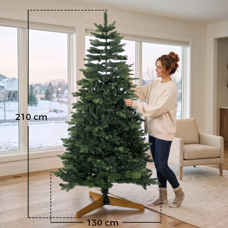 HOMCOM Árvore de Natal Artificial Abeto Nobre 1161 Ramos 210cm Verde