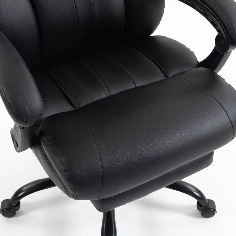 HOMCOM Chaise Bureau Ergonomique Inclinable, Fauteuil de Bureau en PU, Accoudoirs Synchronisés, Hauteur Réglable, Noir