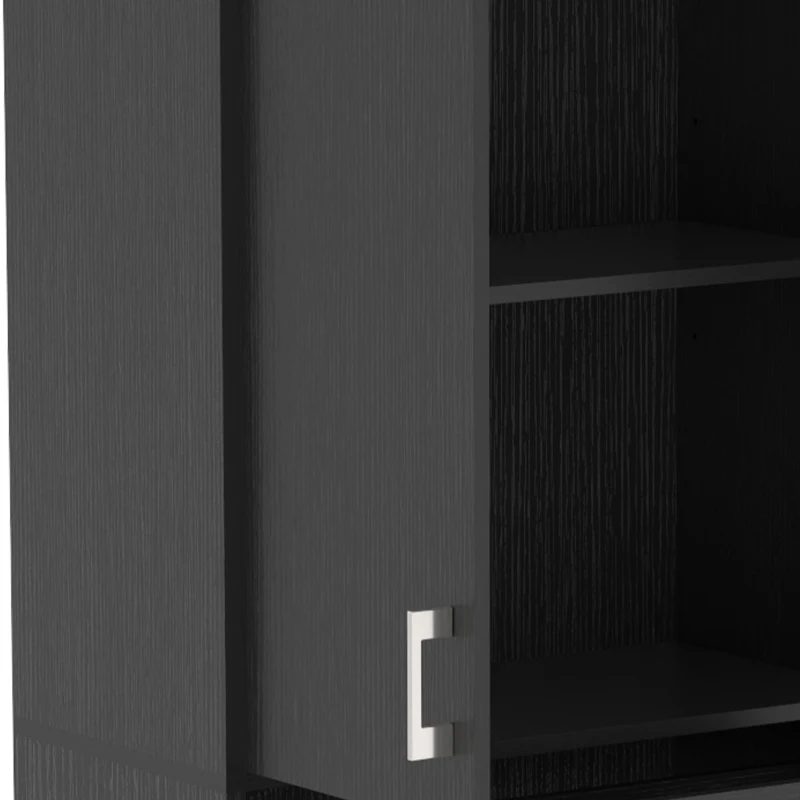 HOMCOM Aparador Alto Armário de Cozinha 4 Portas 2 Armários e 1 Gaveta Central Altura 180 cm com 2 Prateleiras Reguláveis Preto