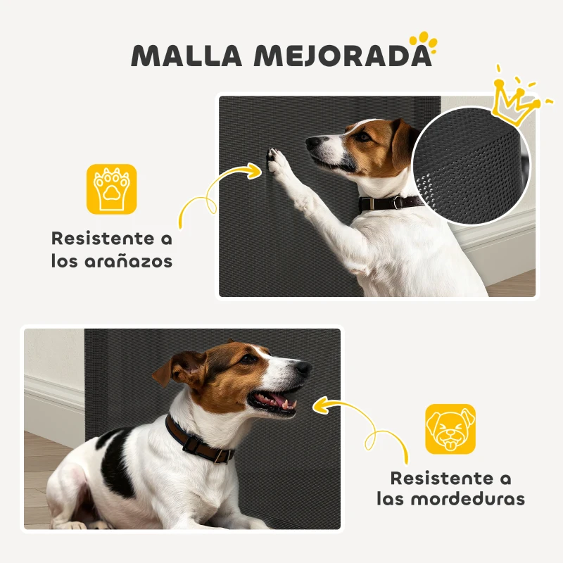 PawHut Barrera para Perros Retráctil 0-140 cm Barrera de Seguridad con Interruptor de Cierr para Puertas y Escaleras Negro