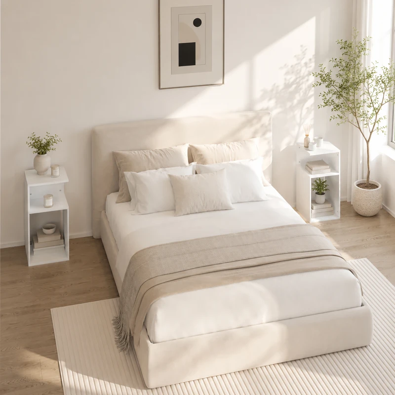 HOMCOM Set 2 Mesitas de Salón Modernas con Balda Abierta, para Salón, Dormitorio, Oficina, Blanco