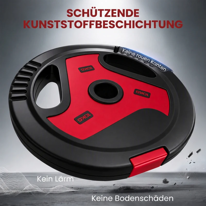 SPORTNOW 4er-Set Hantelgewichte mit 2 x 10/5 kg Gewichte, Hantelscheiben Set mit Griffen Gewichtsscheiben, Schwarz+Rot