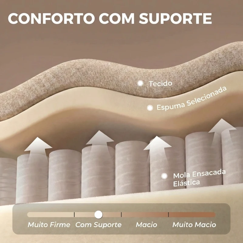 HOMCOM Sofá Chaise Longue Reversível de 3 Lugares com 2 Almofadas, Tecido Efeito Linho, Estrutura em Aço, 242x156x87 cm, Bege