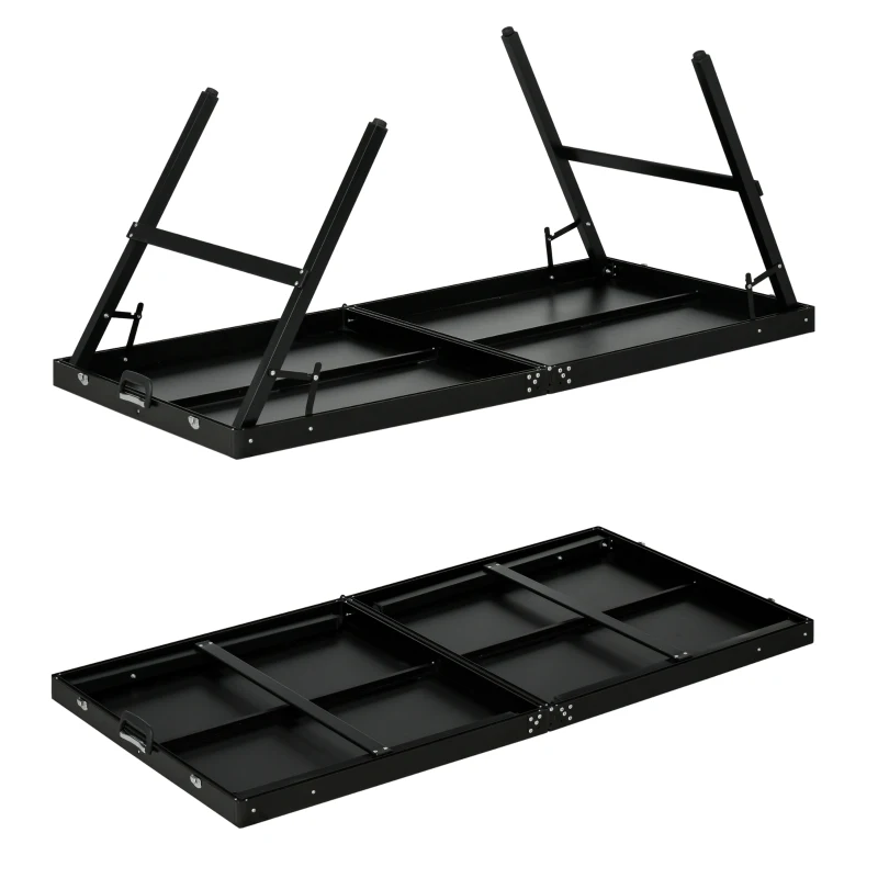 SPORTNOW Tavolo Ping Pong Pieghevole con Maniglia da Trasporto, in Alluminio e Legno, 152x76x72 cm, Nero