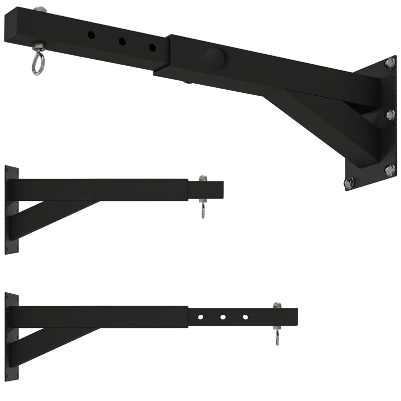 SPORTNOW Boxsackhalterung, 5-stufig längenverstellbar, Wandmontage, bis 60 kg, Stahl, Schwarz