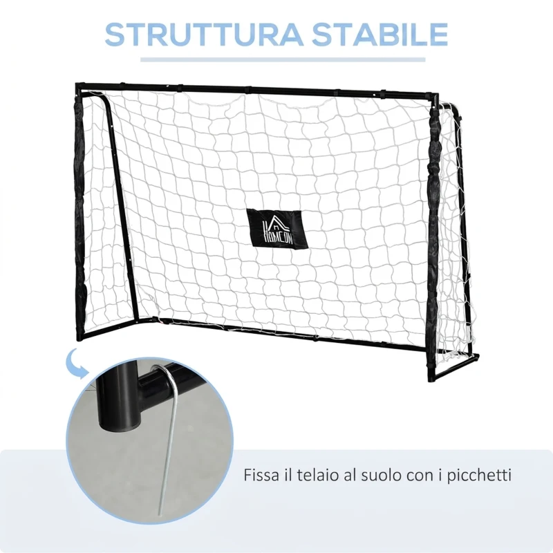 HOMCOM Porta da calcio da esterno con bersaglio, 186x62x123 cm, nero
