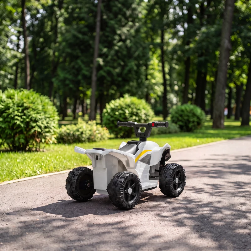 AIYAPLAY Kinder Quad Elektro 6V Kinderquad mit Lithium-Akku Vorwärtsfunktion Lenkerknopf-Steuerung 1,5-2 Jahre Weiß