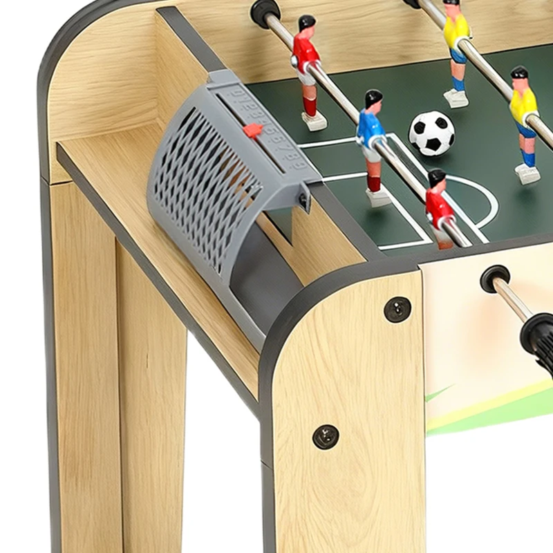 SPORTNOW Baby-Foot Enfant 18 Joueurs 2 Balles, Barres 360°, Poignées Antidérapantes, Compteurs de Score, 75x66x75cm, Bois Naturel