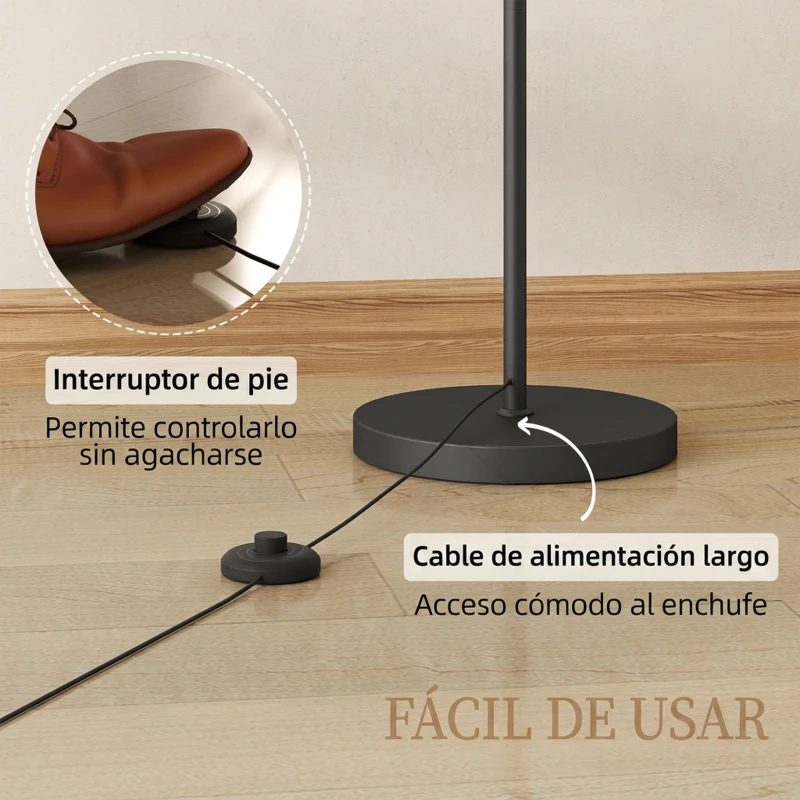 HOMCOM Lámpara de Pie LED Regulable con Temperaturas de Color Ajuste Continuo Control Remoto Temporizador de 60 Minutos Negro