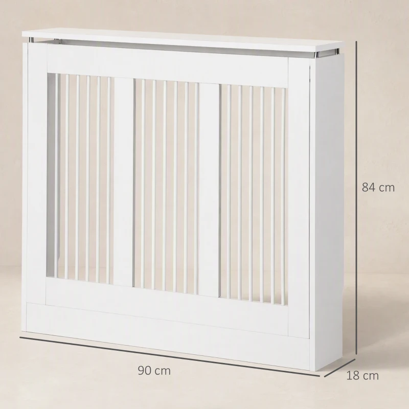 HOMCOM Cobertura de Radiador Branca 90x18x84 cm Cobertura de Radiador de MDF Desenho Modern para Sala de Estar Dormitório Branco