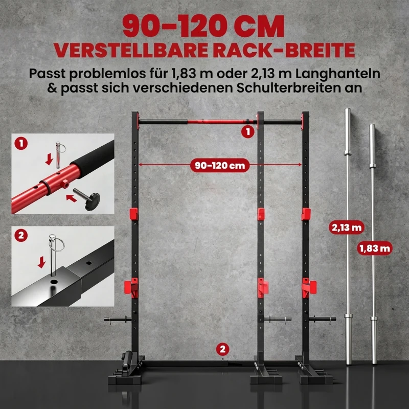 SPORTNOW Power Tower Squat Rack Klimmzugstange Freistehend mit verstellbare Breite Scheibenhalter Landmine