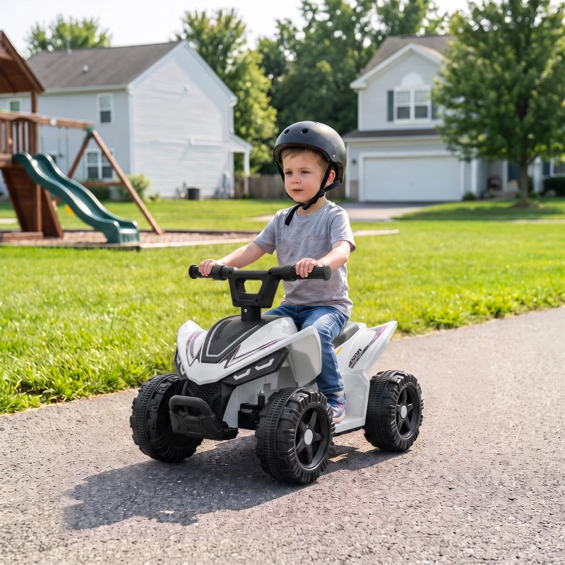 AIYAPLAY Kinder Quad Elektro 6V Kinderquad mit Lithium-Akku Vorwärtsfunktion Lenkerknopf-Steuerung 1,5-2 Jahre Weiß