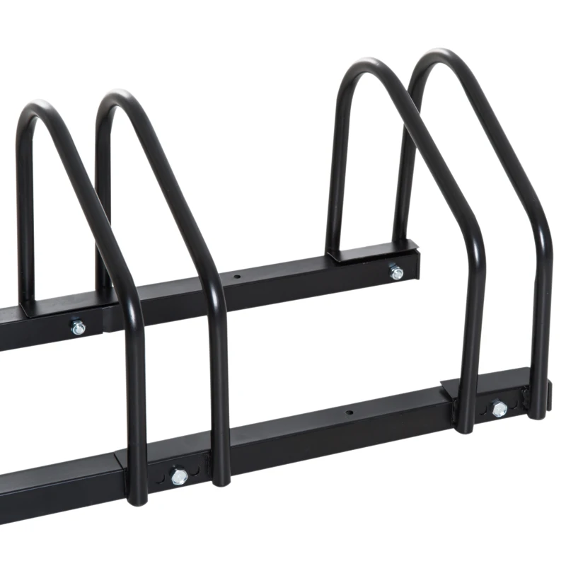 HOMCOM Aparcamiento para 3 Bicicletas Soporte de Acero para Aparcar Bicicletas en el Suelo Estacionamiento para Interior y Exterior 70,5x33x27 cm Negro