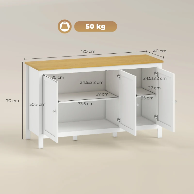 HOMCOM Sideboard, Buffet Cabinet with Doors and Adjustable Shelves for Living Room, Entryway, White