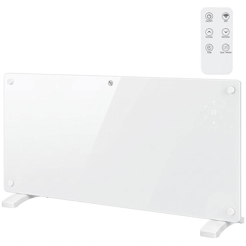 HOMCOM Elektrischer Heizkörper 2000W Wand- und Stand-Konvektor, kompatibel mit Alexa und Google Home, Weiß
