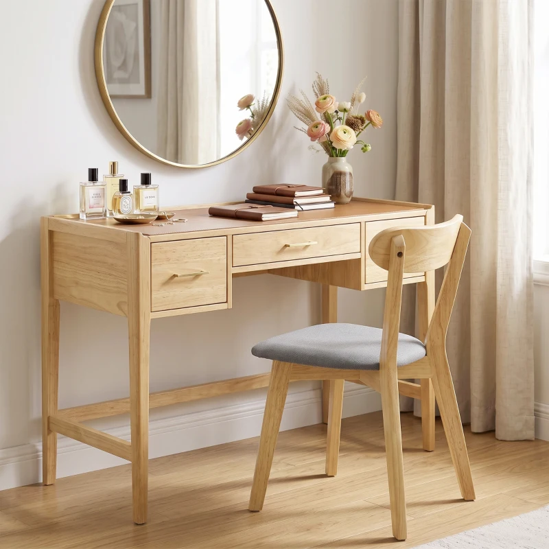 HOMCOM Set de 4 scaune de sufragerie, scaune de bucătărie, șezut căptușit cu țesătură cu aspect de in, spătar curbat, gri și lemn natural