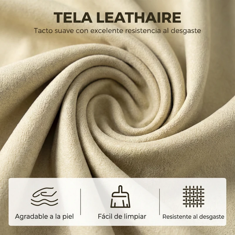 HOMCOM Silla Mecedora de Leathaire con Bolsillos Laterales Patas de Madera Acolchado Grueso para Salón Dormitorio Beige