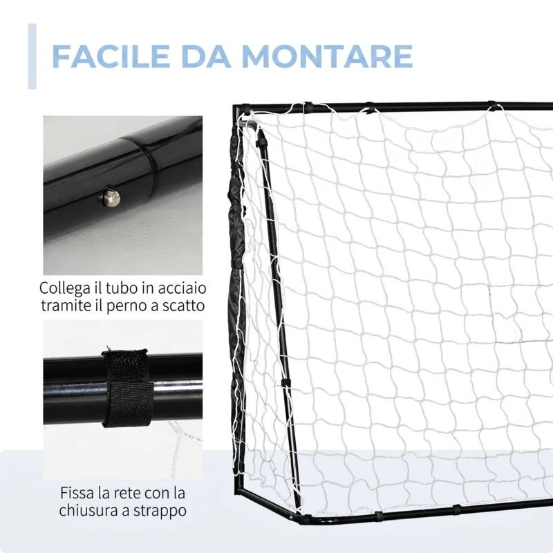 HOMCOM Porta da calcio da esterno con bersaglio, 186x62x123 cm, nero
