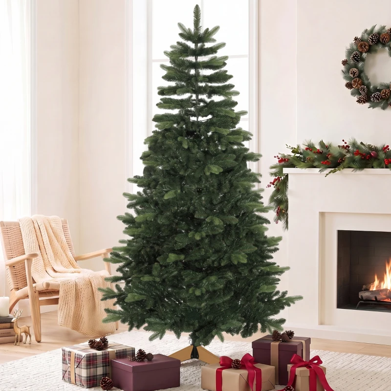 HOMCOM Árvore de Natal Artificial Abeto Nobre 1161 Ramos 210cm Verde