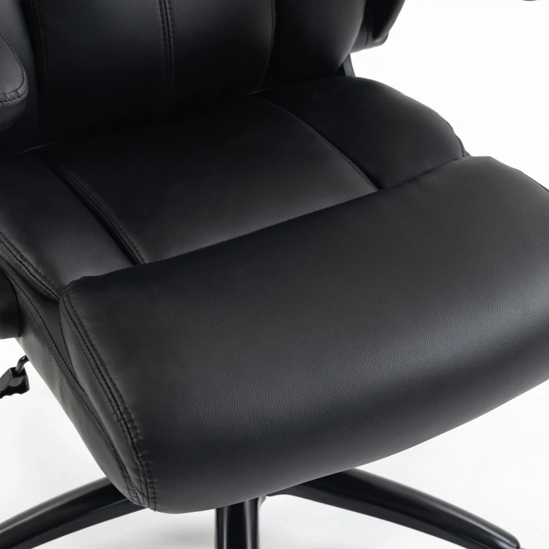 HOMCOM Chaise Bureau Ergonomique avec Accoudoirs Relevables, Fauteuil de Bureau en PU, Hauteur Réglable, Fonction Bascule, Noir