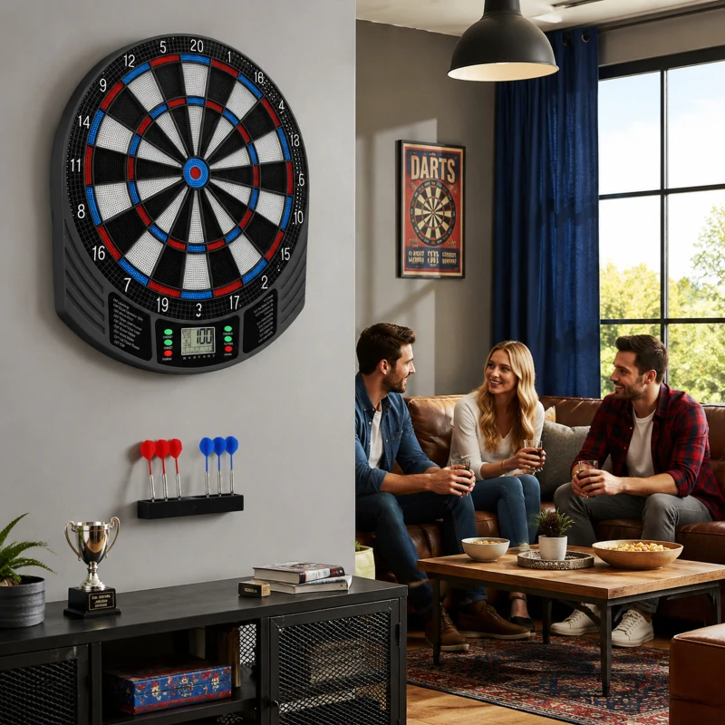 SPORTNOW Țintă Electronică pentru Darts, 6 Săgeți și Display LCD, pentru 8 Jucători, 18 Jocuri și 159 de Variante