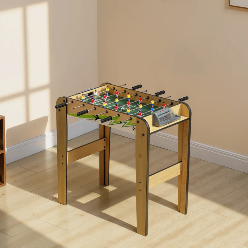 SPORTNOW Baby-Foot Enfant 18 Joueurs 2 Balles, Barres 360°, Poignées Antidérapantes, Compteurs de Score, 75x66x75cm, Bois Naturel
