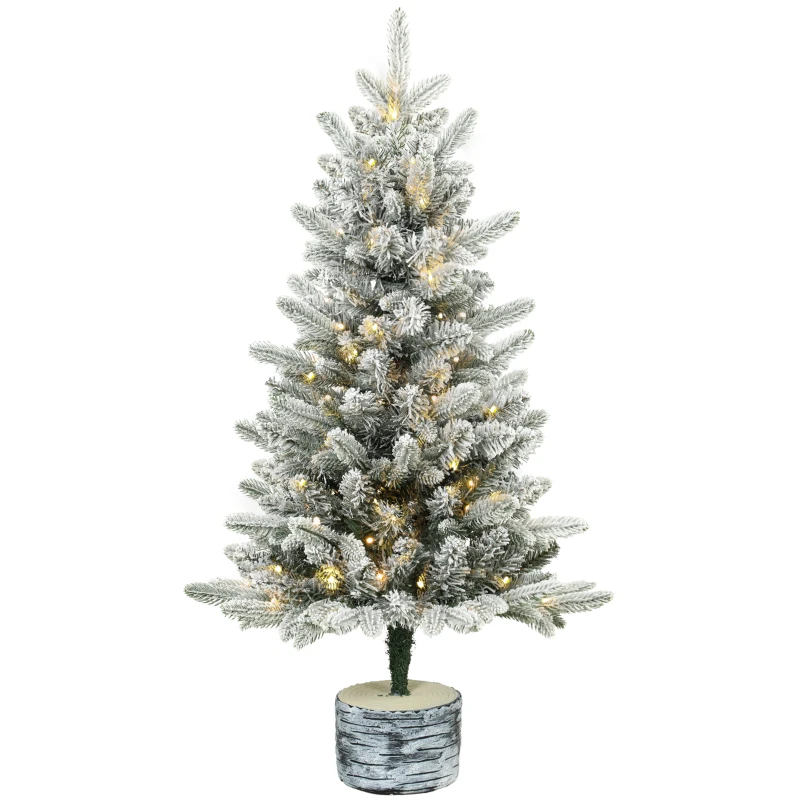 HOMCOM Sztuczna choinka, 90 cm, 50 LED, 240 końcówek, sztuczny śnieg, podstawa z tlenku magnezu