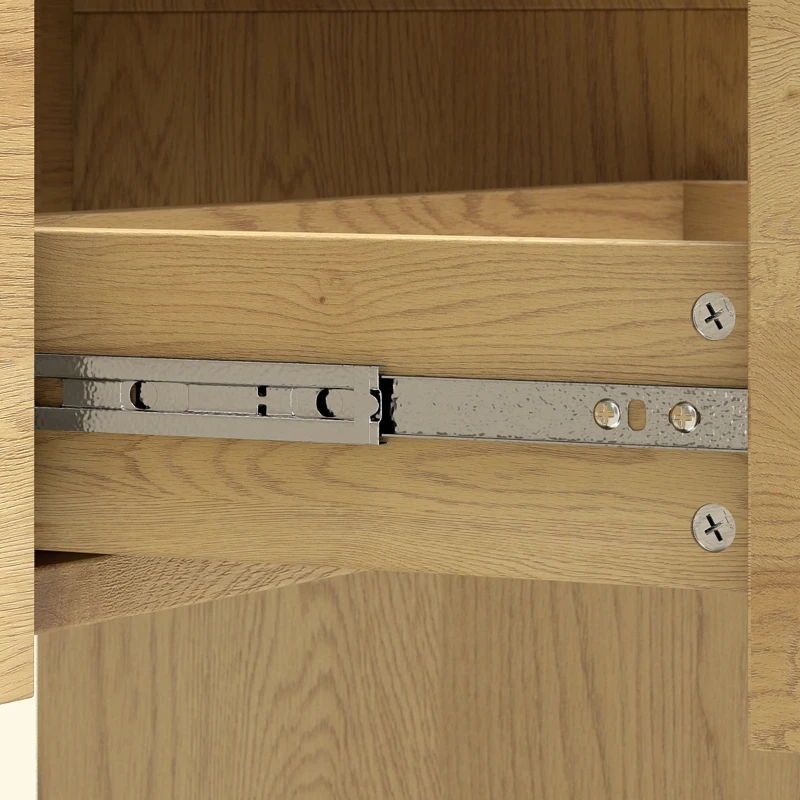 HOMCOM Mesa Consola com 2 Gavetas, Móvel Consola, 100 x 30 x 85 cm, Cantos Arredondados e Tampo Espesso, Madeira Natural